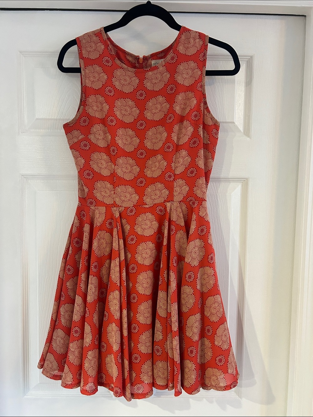 Maison Jules size small Sleeveless Coral Floral Fit-and-Flare Dress